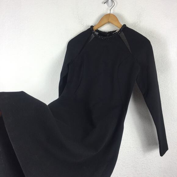 Stella McCartney Black Embellished Neck Mesh Insert Knee Length Dress Size 44 - Picture 10 of 13